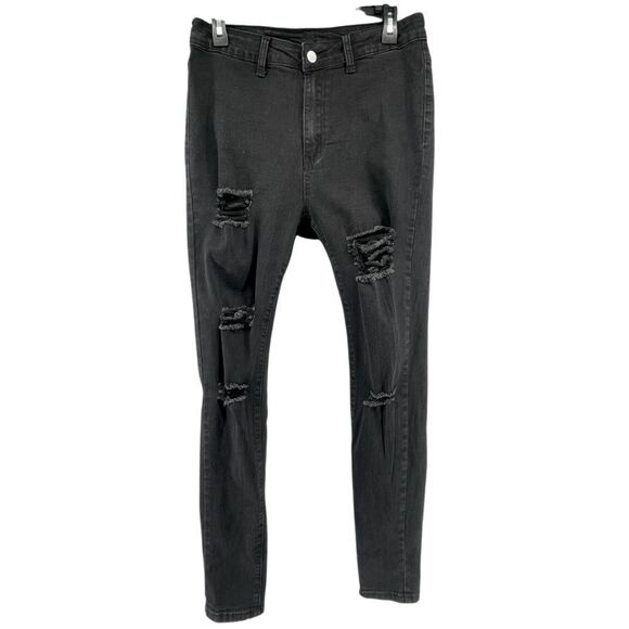 SHEIN Curve Women’s Black High Rise Stretch Distressed Skinny Jeans 0XL - Picture 1 of 16